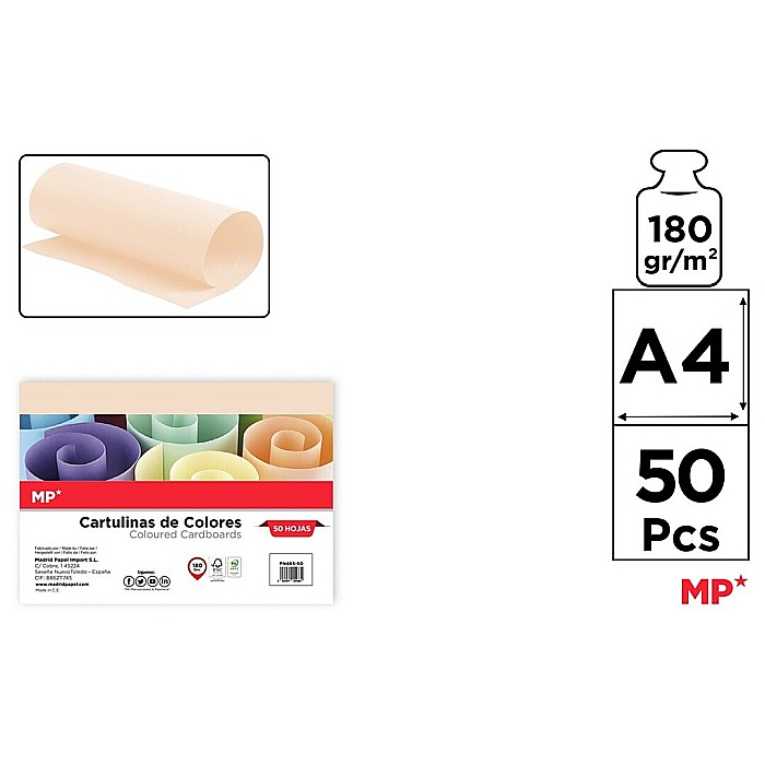 CARTON COLOR IPB A4 180GR 50/SET CREM PN465-50 [1]