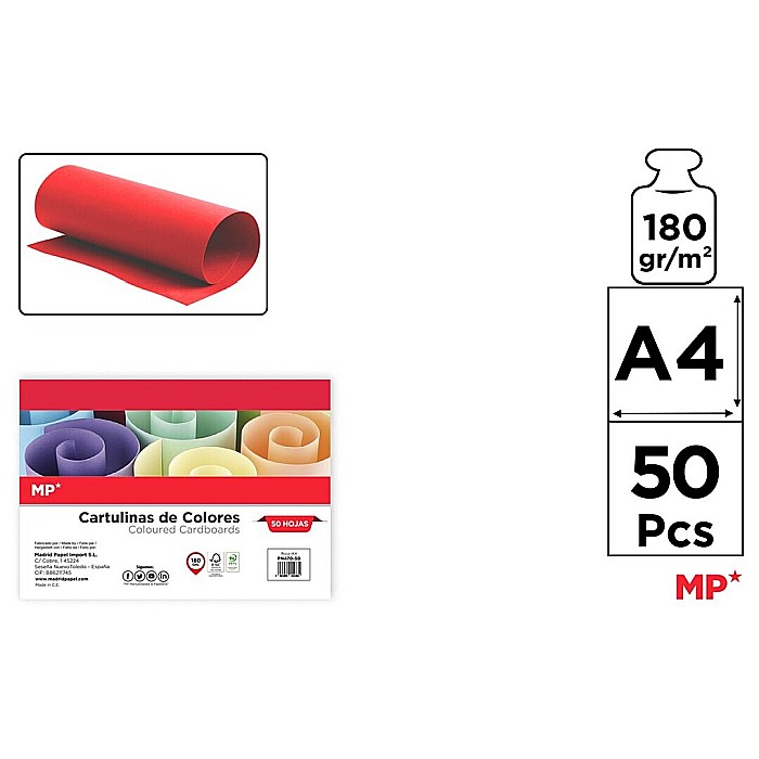 CARTON COLOR IPB A4 180GR 50/SET ROSU PN470-50 [1]