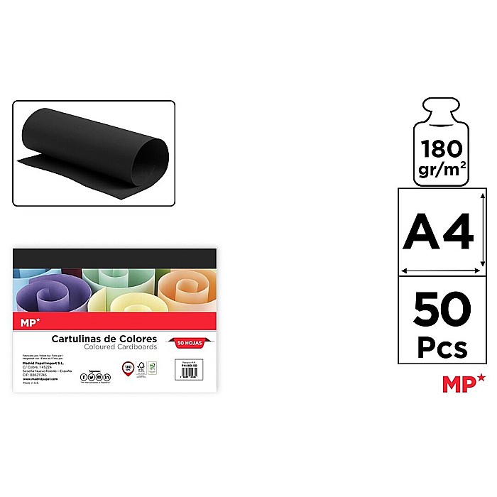 CARTON COLOR IPB A4 180GR 50/SET NEGRU PN480-50 [1]