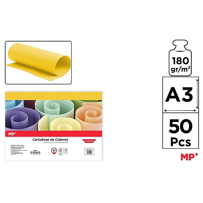 CARTON COLOR IPB A3 180GR 50/SET GALBEN LAMAI PN429A3-03 [1]