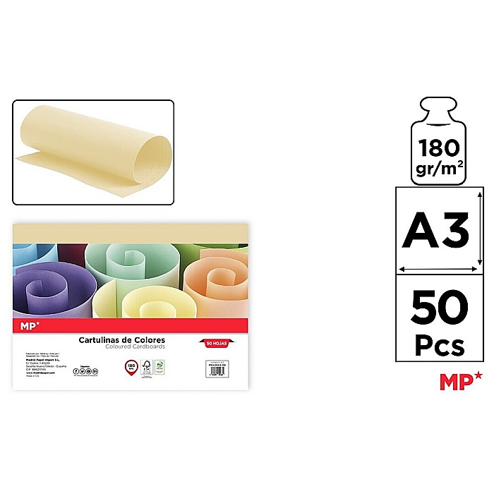 CARTON COLOR IPB A3 180GR 50/SET GALBEN PN429A3-05 [1]