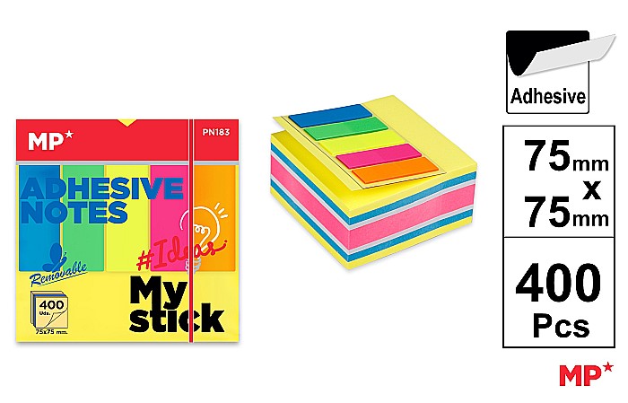 POST IT CUB IPB 75*75MM CU STICK INDEX STEAG 400/SET CULORI INTENSE PN183 [1]