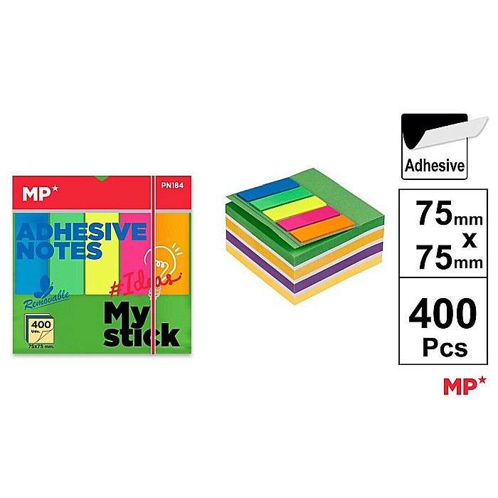 POST IT CUB IPB 75*75MM CU STICK INDEX STEAG 400/SET CULORI INTENSE PN184 [1]