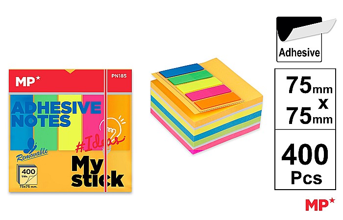 POST IT CUB IPB 75*75MM CU STICK INDEX STEAG 400/SET CULORI INTENSE PN185 [1]