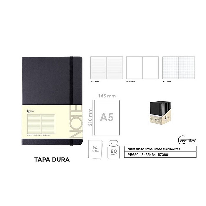 NOTES IPB A5 CERVANTES CU ELASTIC 96F NEGRU AR/ DR/ VE PB650 [2]
