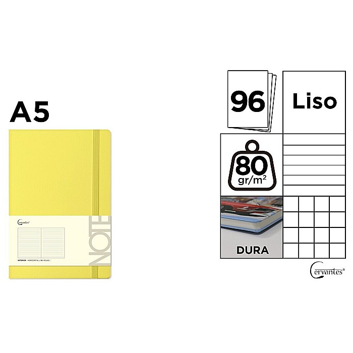 NOTES IPB A5 CERVANTES CU ELASTIC 96F GALBEN AR/DR/VE PB656 [1]