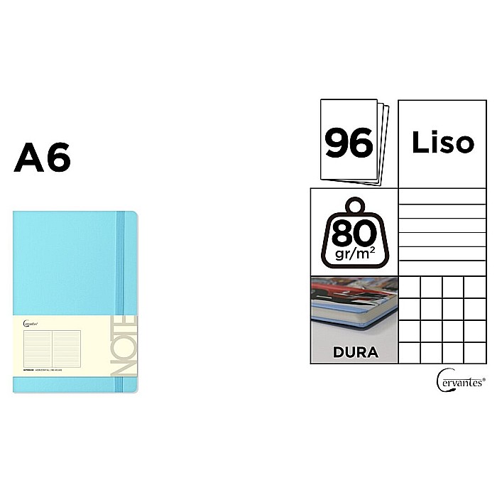 NOTES IPB A6 CERVANTES CU ELASTIC 96F ALBASTRU AZUR PASTEL AR/ DR/ VE PB660 [1]