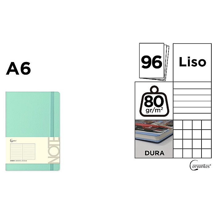 NOTES IPB A6 CERVANTES CU ELASTIC 96F TURQUOISE PASTEL AR/ DR/ VE PB669 [1]