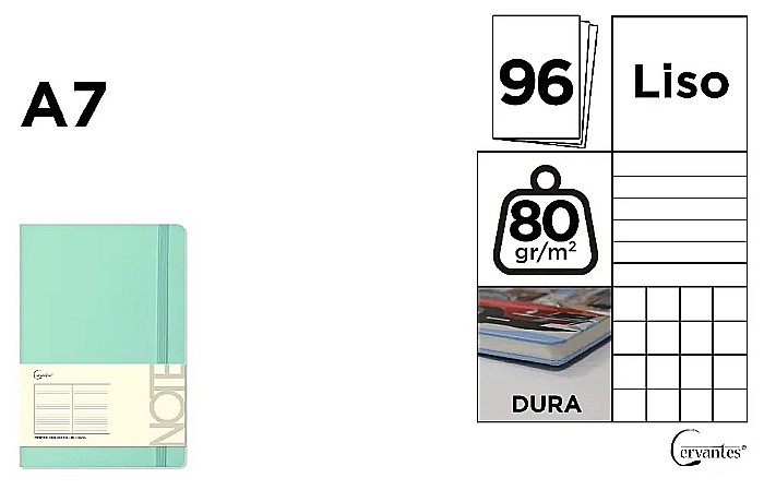 NOTES IPB A7 CERVANTES CU ELASTIC 96F TURQUOISE PASTEL AR/DR/VE PB670 [1]