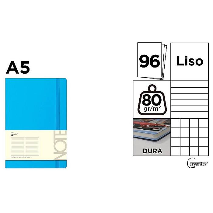 NOTES IPB A5 CERVANTES CU ELASTIC 96F ALBASTRU AZUR AR/ DR/ VE PB683 [1]