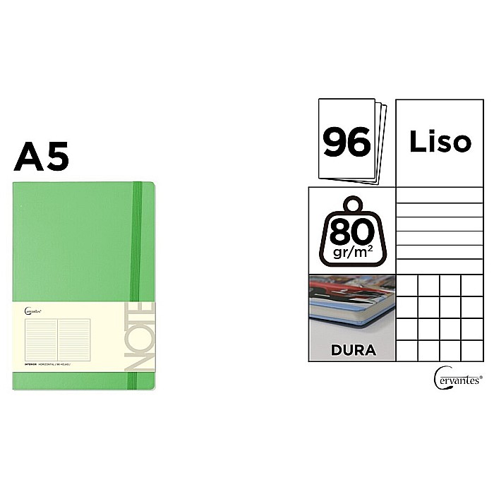 NOTES IPB A5 CERVANTES CU ELASTIC 96F VERDE JAD AR/ DR/ VE PB692 [1]