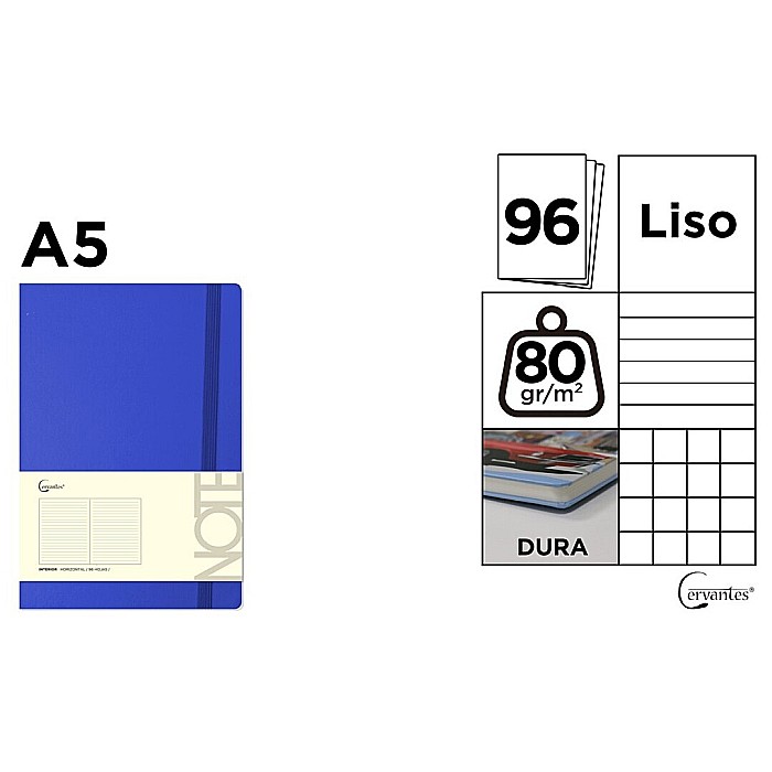 NOTES IPB A5 CERVANTES CU ELASTIC 96F ALBASTRU INTENS AR/ DR/ VE PB695 [1]