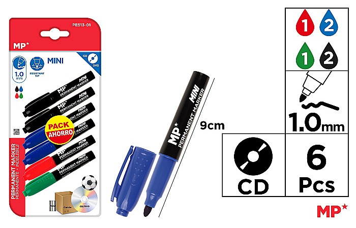 MINI MARKER PERMANENT IPB 1.0MM 6/SET PE513-01 [1]