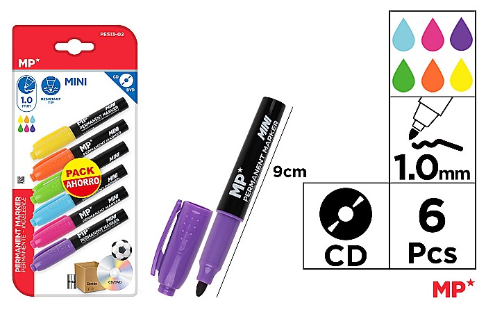 MINI MARKER PERMANENT IPB 1.0MM 6 CULORI/SET PE513-02 [1]