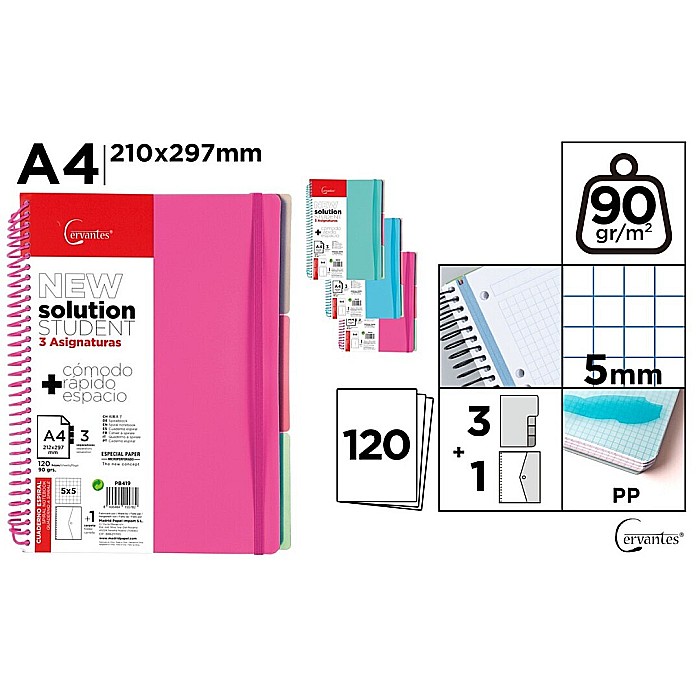 CAIET A4 IPB PP SPIRA 120F CU ELASTIC SI 3 SEPARATOARE PASTEL PATRATELE PB419 [1]