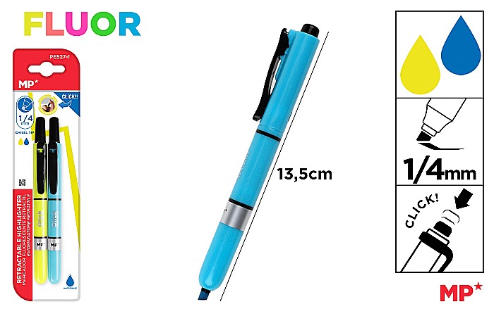 TEXTMARKER IPB FLUO CU CLICK VARF 1MM-4MM 2/SET ALBASTRU SI GALBEN PE527-1 [1]