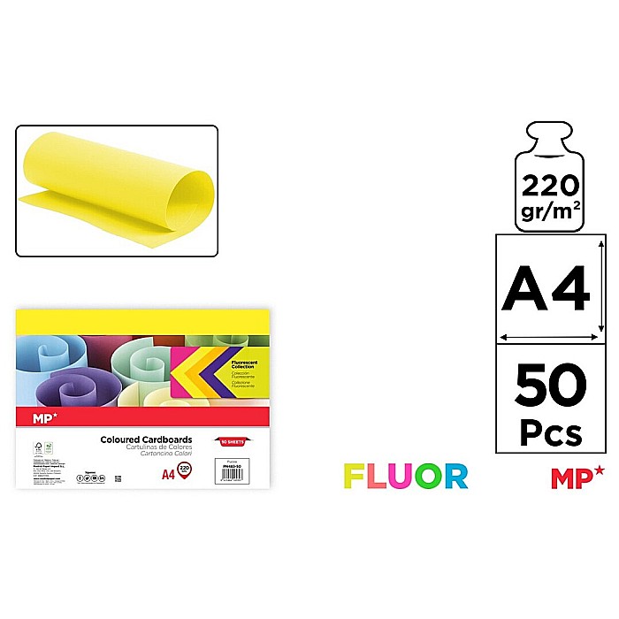 CARTON COLOR IPB A4 220GR 50/SET GALBEN NEON PN485-50 [1]