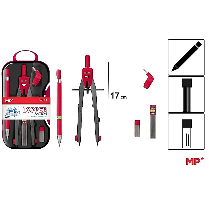 COMPAS IPB 170MM 5 PIESE ROSU PA119-2 [2]