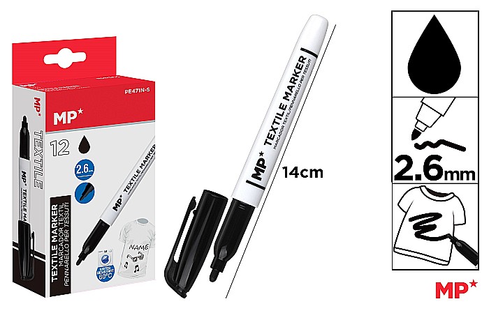 MARKER TEXTILE IPB VF ROTUND 2.6MM NEGRU PE471N-S [1]