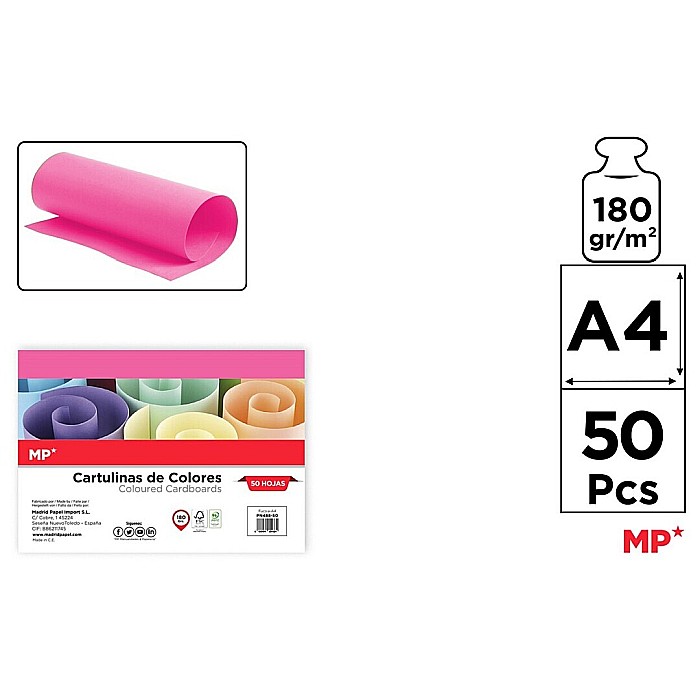 CARTON COLOR IPB A4 180GR 50/SET FUCSIA PN488-50 [1]