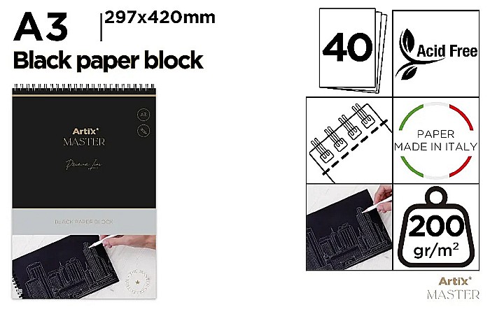 BLOC SCHITE HARTIE NEAGRA IPB A3 ARTIX SPIRA 40 COLI 200GR/M2 PB1025 [1]