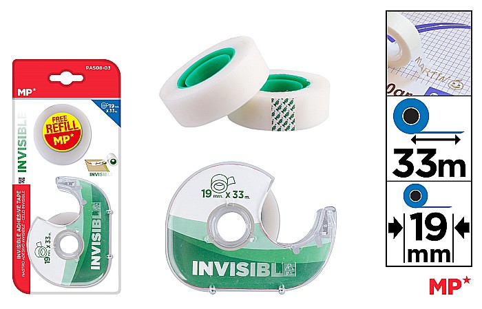 DISPENSER IPB +2 BENZI ADEZIVE 19MM*33M INVIZIBILE PA508-03 [1]