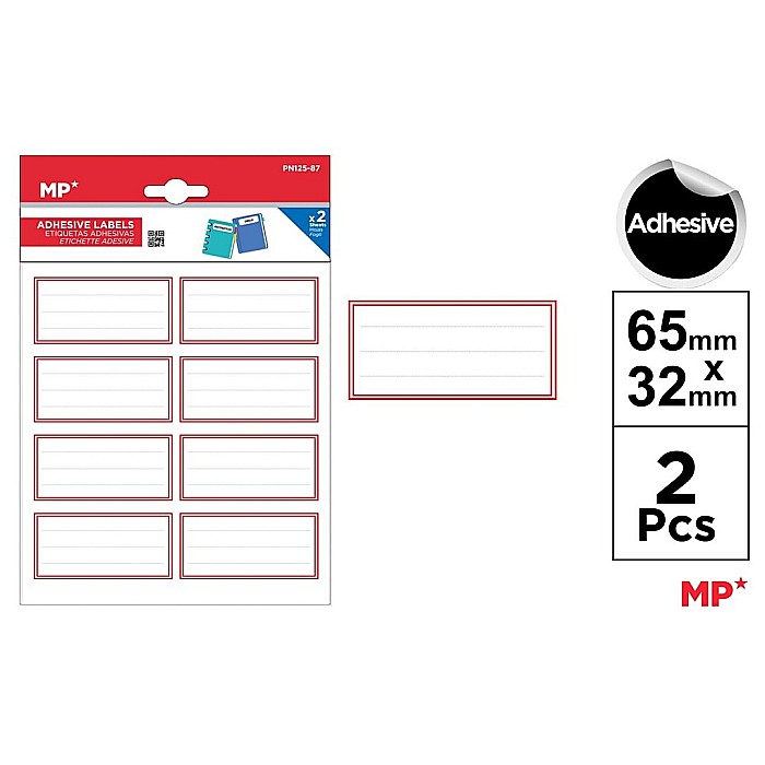 ETICHETE SCOLARE ADEZIVE IPB 2 COLI/SET ROSU PN125-87 [1]