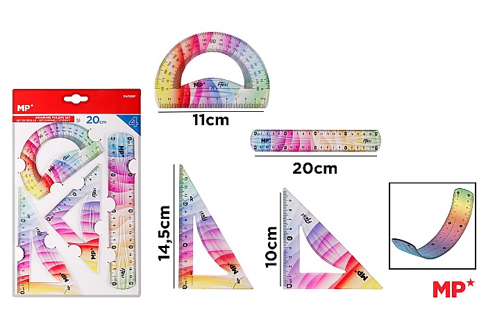 SET GEOMETRIE IPB 4 PIESE FELEXIBIL FANTASY RAINBOW PA159P [1]