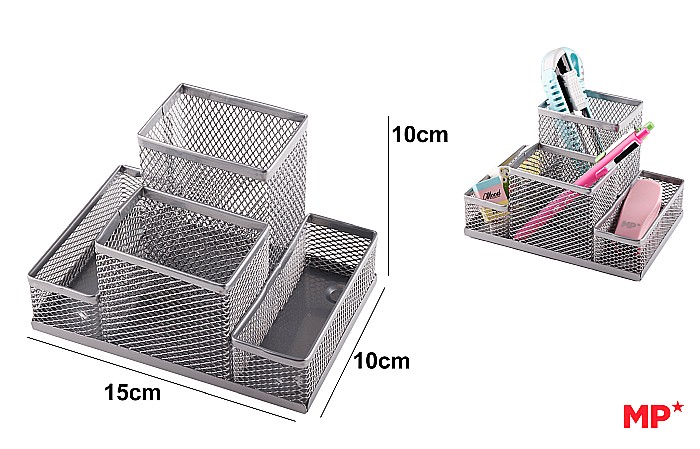 SUPORT BIROU IPB PLASA METALICA 4 COMPARTIMENTE ARGINTIU PA903PL [1]