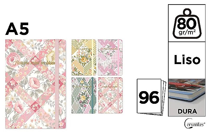 NOTES IPB A5 CERVANTES CU ELASTIC BLOOM FLOWERS PB829-69 [1]