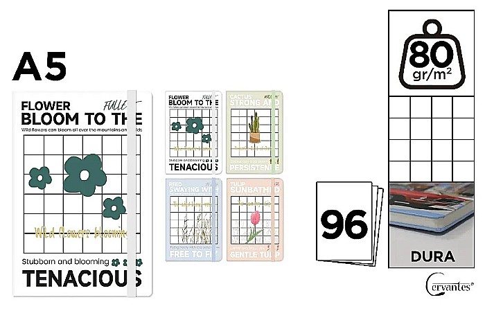 NOTES IPB A5 CERVANTES CU ELASTIC FLOWER BLOOM PB829-74 [1]