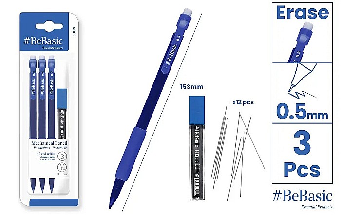 CREION MECANIC BeBasic 0.5MM CU RADIERA 3/SET + MINE HB 0.5MM S008 [1]