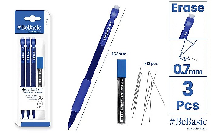 CREION MECANIC BeBasic 0.7MM CU RADIERA 3/SET + MINE HB 0.7MM S009 [1]