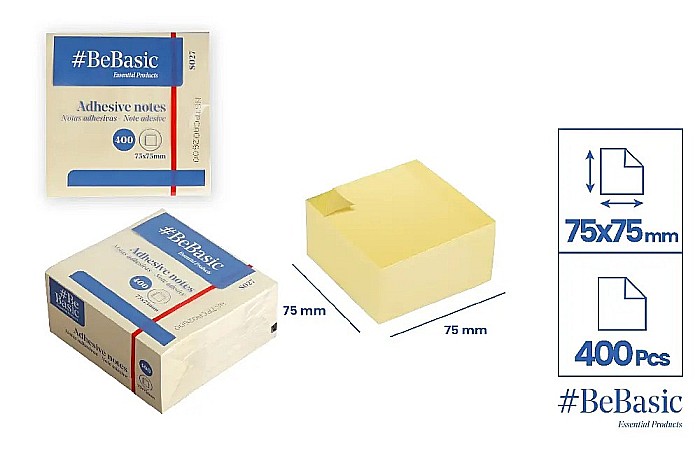 POST IT CUB BeBasic 75*75MM 400F GALBEN PASTEL S027 [1]