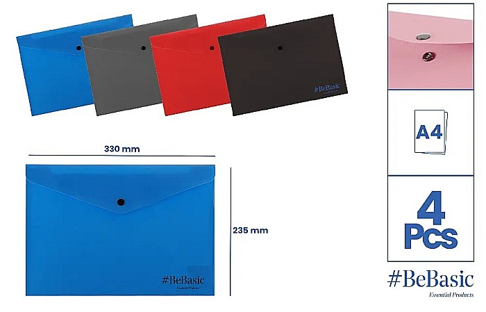 MAPA PLASTIC BeBasic A4 CU BUTON 4/SET CULORI ASORTATE S033 [1]