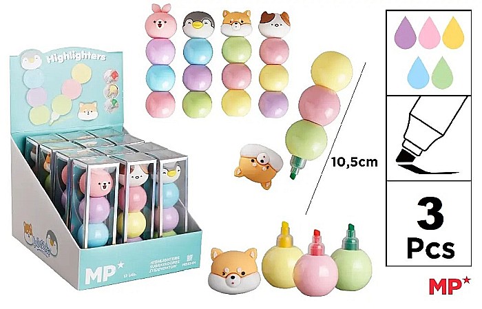 MINI TEXTMARKER FANTASY IPB 3/SET ANIMALE PASTEL PE553-04 [1]