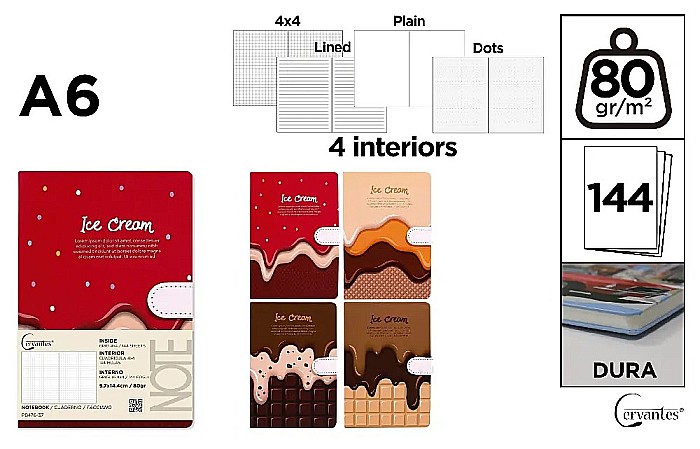 NOTES IPB A6 144 FILE FANTASY ICE CREAM CLAPA MAGNETICA PB476-37 [1]