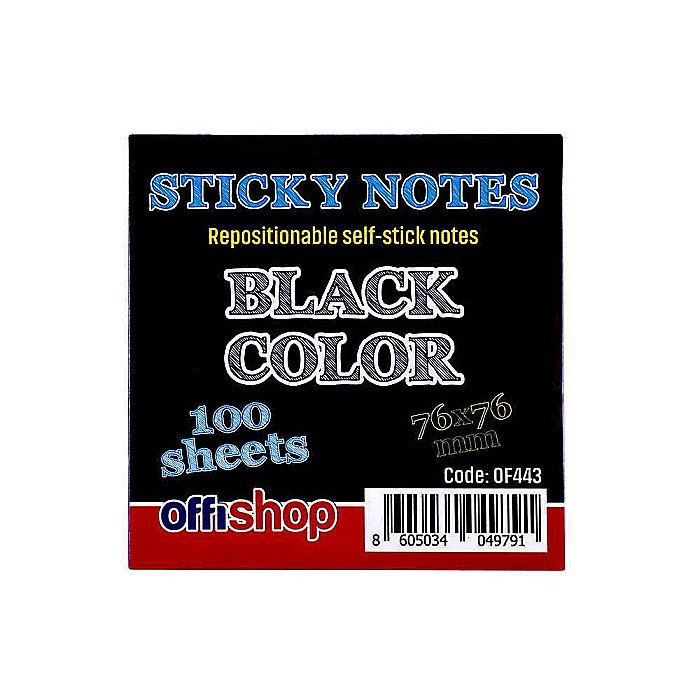 RO POST IT OFFISHOP 75*75MM 100FILE/SET NEGRU OF443/30477 [2]