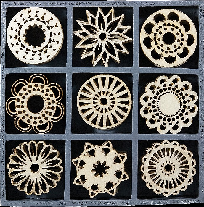 KP DECORATIUNI LEMN CRACIUN FANTASY CIRCLES 45 piese, 9 modele, 3cm  18521110 [1]