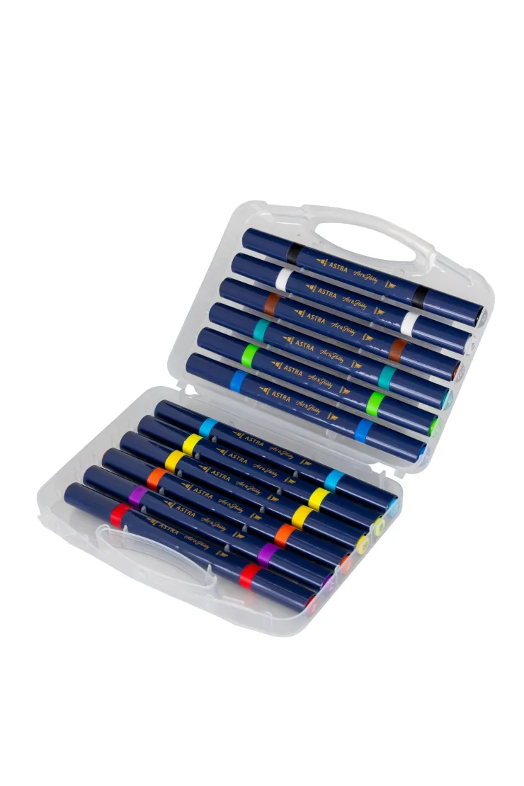 AS MARKERE ACRILICE 2 CAPETE 2-5MM 12 CULORI/SET ART&HOBBY 207025002 [2]