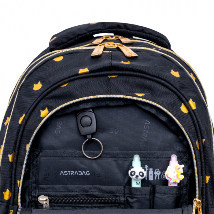 AS RUCSAC SCOLAR 3 COMPARTIMENTE ASTRABAG FLUFFY KITTY BLACK AB330 502025021 [5]