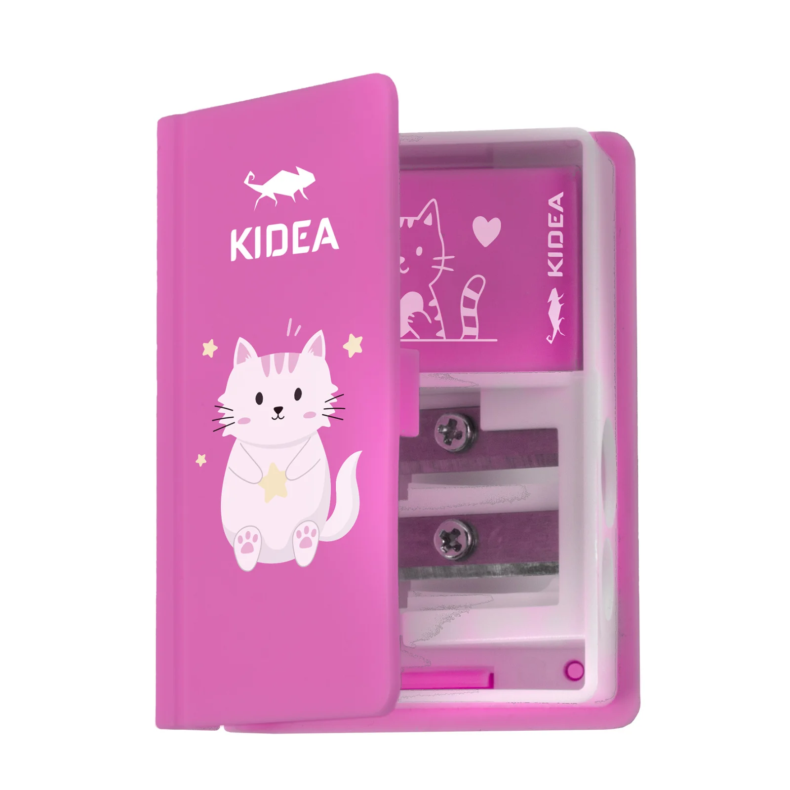 Ascuțitoare Dublă Tip Carte Kidea cu Radieră [3]