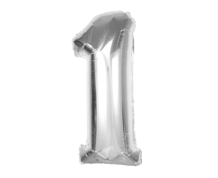 Balon Folie Cifra 1 Argintiu 92cm GoDan [2]
