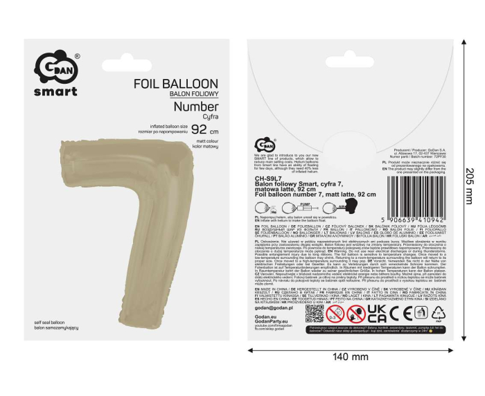 Balon Folie Cifra 7 Matt Latte 92cm GoDan [3]