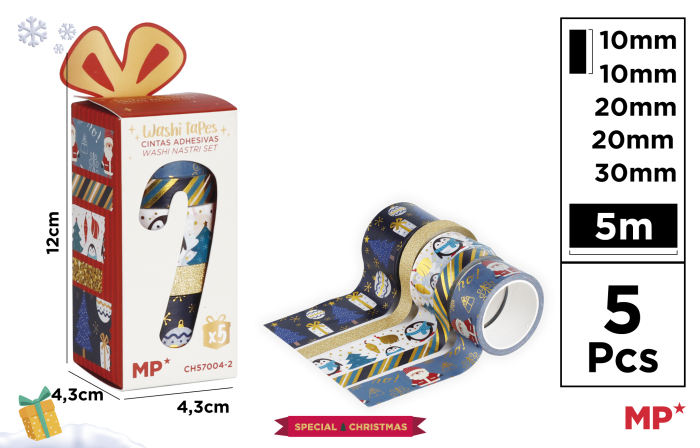 BANDA ADEZIVA DECORATIVA 10-20-30MM 5/SET MOTIV CRACIUN CH57004-2 [1]