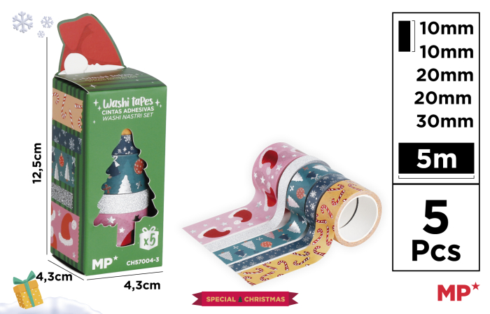 BANDA ADEZIVA DECORATIVA 10-20-30MM 5/SET MOTIV CRACIUN CH57004-3 [1]