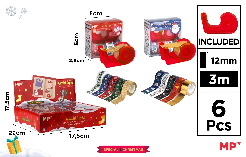 BANDA ADEZIVA DECORATIVA CU DISPENSER IPB 6/SET MOTIV CRACIUN CH57040 [1]