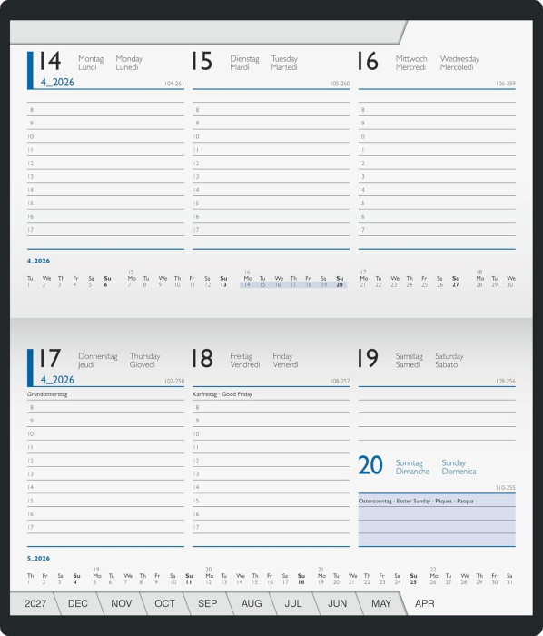AGENDA DATATA SAPTAMANAL BRUNNEN A6 2026 ALBASTRU INCHIS 75528306 [3]