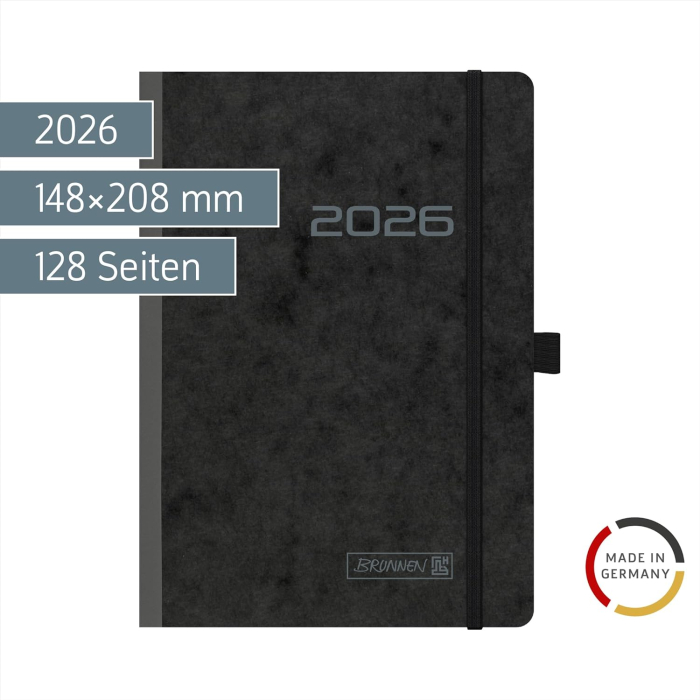 AGENDA DATATA SAPTAMANAL BRUNNEN A5 2026, CU ELASTIC, COPERTA CARTON FLEXIBIL NEGRU 79602906 [2]