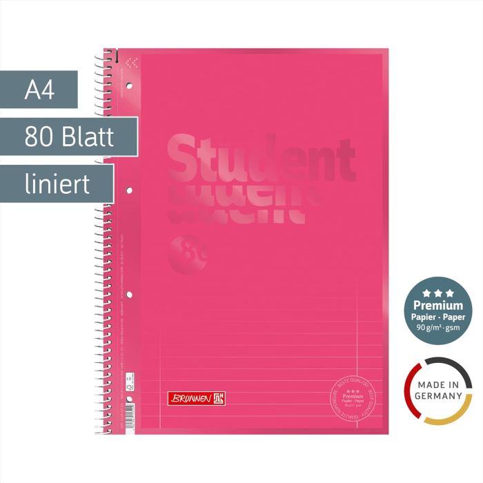 CAIET A4 80F SPIRA SI PERFORATII ROSU TULIP LINII 69927125 [2]